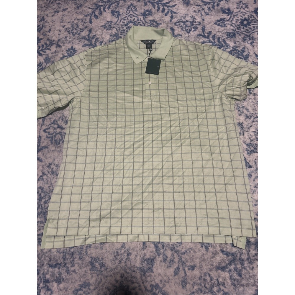 Brooks Brothers Shirt Mens Xl Country Club Performance Knit Green Striped Polo